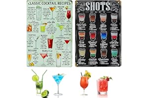 TZQFROCE 2 carteles vintage para cócteles, decoración retro, cartel de metal vintage, para café, bar, pub, decoración de pub, regalo nostalgia