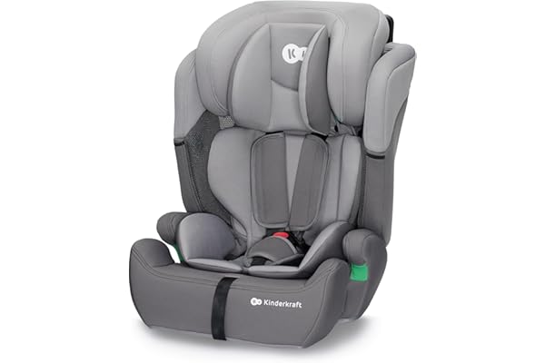 Kinderkraft COMFORT UP i-Size 76 et 150 cm, Siège auto bébé Groupe 1/2/3 de 9 à 36 kg, 15 mois à 12 ans, Têtière ajustable, 11 niveaux de réglage, Harnais de sécurité 5 points, Housse amovible, Gris