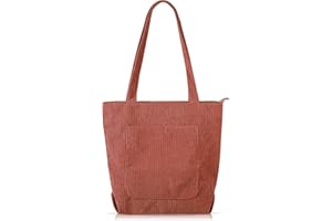 Tawdeez Corduroy Tote Bag for Women/Ladies/Girls,Cord Totes Bags Shoulder Bags with Zip/Pockets/Compartments,Large Capacity Handbags Shopping Bag for Work/School/College/Daily/Travel Use