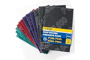 S&R Handslipssvampar, Sliprondeller 150 x 230 mm, set om 12 Slipssvampar, set om 3 st P180, P320, P600, P800, Sliprondeller f