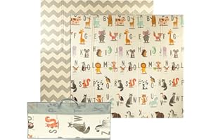 IBERIMARCAS Tappeto da gioco bambini 180×200×1,5 cm pieghevole reversibile atossico impermeabile antiscivolo palestra neonato tummy time bambini arco giochi neonato 0-3/3-6/6-9 mesi sviluppo sensoriale