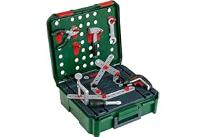 Klein Theo 8396 Bosch Banco da Lavoro in Valigetta + Ixolino II i per Giochi di Costruzione i con Attrezzi e Accessori i Giocattolo per Bambini dai 3 Anni in su
