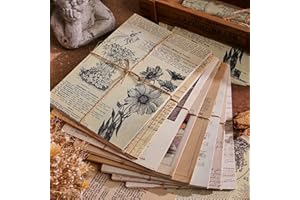 DABBOO Scrapbooking Papier Deko 20*14cm Vintage Zubehör Bastelpapier 120 Blätter 4 Stile Scrapbooking Sticker Designpapier Tagebuch DIY Kunst Aufkleber für Scrapbook, Tagebuch, Notizbuch, Bullet Journal