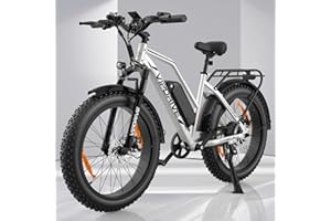 Vipdrive Bicicleta Eléctrica, 24/26 Pulgadas Fat Tire Ebike, Motor 250W, Batería Extraíblde 48V 13Ah Extraíble, Pantalla LCD, 7-Velocidades, E-Bike Bici Eléctrica de Montaña Hombres y Mujeres