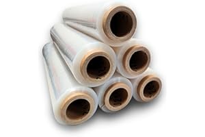 Raylu Paper - Film per imballaggio industriale e per pallettizzare, rotolo di carta film resistente in plastica ad alta elasticità per traslochi e spedizioni (Trasparente, 6 pezzi)