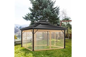 MIFXIN 2024 Nuovo gazebo Mo-squito Net Outdoor Gazebo Rete di ricambio universale 4 pannelli laterali con cerniera impermeabile Mo-Squito rete (3 x 3 m, marrone)