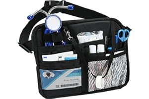 ProCase Krankenschwester Tasche, Utility Medizinische Krankenpflege Gürteltasche Nurse Accessories Organizer für Stethoskope und Medizinische Versorgung -L, Schwarz