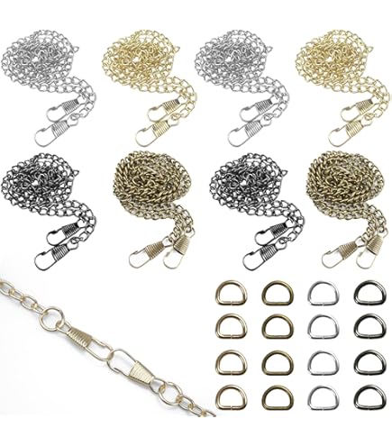 Set 9 Catene Per Borse - Lunghezze 40/60/80 Cm, Oro/argento/nero, Con Fermagli - Foto 11