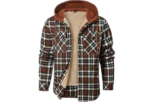Zaitun Vinterjacka för män, rutig skogsarbetarskjorta, fleece, fodrad jacka | Termisk träpälsjacka, med huva fleecejacka, vinter flanelljacka, fritidsskjortjacka, sherpa fleecefoder, utomhus