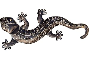 GURU SHOP Lampa ścienna/kinkiet, do pokoju dziecięcego, ręcznie wykonana z metalu - gekon, 100 x 40 x 8 cm, kinkiety