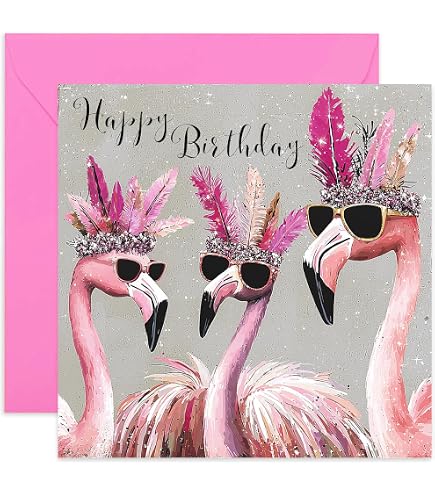 Geburtstagskarte Für Tochter – Flamingo & Wassermelone Design Mit Glitzer