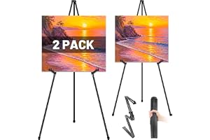 VAIIGO Chevalet Métal 2Pcs, Chevalet de Sol Pliable Réglable 160cm, Support pour Panneau Bienvenue Mariage, Affiche, Peinture sur Toile - Pour Galerie, Exposition, Atelier d'Artiste