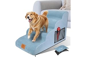 OZD Escalier pour chien - 4 marches - Portable - Mousse haute densité - Pour grands chiens et chats - Lavable et antidérapant - Pour lit, canapé, escalier pour chat (73 x 40 x 51 cm)