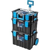 H&ouml;gert Technik - Set de Cajas 4 en 1 HT7G500, Caja Herramientas con Ruedas, Resistente a Da&ntilde;os, Maletin Herramientas a Prueba