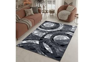 Rugs Inn Retro Area Rug - Super Soft Large Living Room Bedroom Bedside Carpet High Dense Pile Non Slip Thick Solid Color Washable Kitchen Rugs (Grey, 120 x 170 cm)