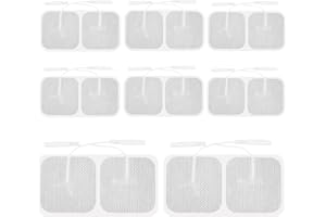 HOAAIGO TENS-EMS Elektroden Pads 16 Stück, TENS Gerät Elektroden Pads mit 2mm-Stecker-Anschluss, Klebe-Elektroden, Selbstklebende Wiederverwendbar Tens Elektroden für TENS Maschine (40X40 mm)
