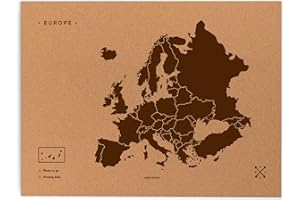 Miss Wood Woody Map L Cartina del Mondo in Sughero, Europa, Colore: Marrone