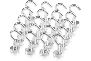 X-BET MAGNET Magnetic Hooks 27lbs/12kg (Pack of 20 Silver) - Heavy Duty Neodymium Hooks for Outdoor & Backyard Use - Strong Rare Earth Magnets for Cruise Cabins - Magnet Hook for Kitchen & Refrigerators