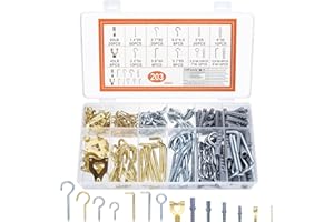 HMKESOTERIC Zestaw do Zawieszania Obrazów, 203 Szt. - Wkręcane Haczyki, Śruby z Oczkiem Winorośli, Haczyki L, do Sufitu, Gwoździe na Ścianę, Wytrzymałe