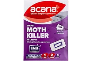 Acana Sachet Moth Killer 20 Pack- For Drawers & Storage- Protects Clothing & Bedding- Lasts 3 Months