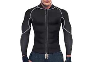 Bingrong Men's Neoprene Sweat Long Sleeves Sauna Suit Slimming Fitness Jacket Training Workout Sweatshirts Body Shaper