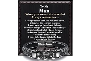 YADOCA Mens Bracelet to My Man, Leather Bracelet Gift for Him Love You Forever Mens Husband Boyfriend Couple Valentines Day Birthday Gift