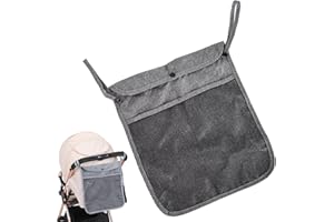 ALOVEDOG Baby Stroller Organizer, Breathable Washable Grey Linen Quick Dry Stroller Hanging Bag for Out Shopping (Grey)