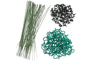 BIGKASI 150 Pezzi Set di Supporto per Piante 50 Bastoncini di supporto per piante + 50 clip di supporto per orchidee +50 clip per piante rampicanti per casa e giardino ( verde )