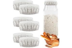 DIVINA VITAE Pokrowce na słoiki na zakwasy, wielokrotnego użytku, pasują do otworów słoików o średnicy 9-10 cm, elastyczne pokrowce na miski z tkaniny, oddychające pokrowce na słoiki na zakwas, szerokie usta i