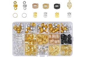 YMWALK 200 sztuk biżuterii do włosów akcesoria do warkoczy, ozdoby, w tym mankiety, plecione włosy, wisiorki, spinki do włosów z pudełkiem do przechowywania