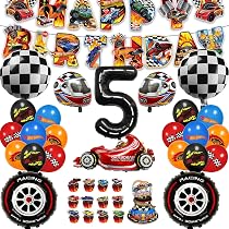48 Pezzi Kit Decorazioni Compleanno A Tema Camion - Striscione, Palloncini, Cake Topper E Piatti Per Festa Bambini - 2