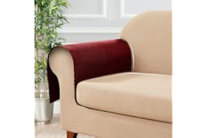 NATUROOM Burgundy Arm Covers for Recliner Sofa Arm Protector Covers Armrest Cover for Living Room Armchair Covers for Arms Couch Armchair Recliner Chair Sofa Arm Covers Protectors from Pets, Pack of 2, Berry
