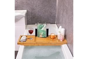 Bestfor Bath Tray Table with Extending Sides and Legs - Will hold your laptop, tablet, phone, wine glass, candles and many other items safely while you relax in the bath