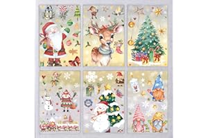 Aquarell Fensterbilder Weihnachten, SILARLAIT 10 Stück Weihnachtsdeko Fenster, Selbstklebend & Repositionierbar & Wiederverwendbar, Große Schneeflocken Fensterdeko, Winterdeko für Glas, Vitrinen