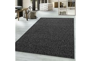 viceroy bedding NIZZA Modern Rugs Living Room Carpet Mat For Bedroom Large Area Rug Hallway Kitchen Extra Large Size Short Pile Flat Weave (160cm x 230cm (5.5ft x 7.5ft), Black)