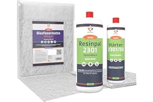 1,5 kg Epoxidharz mit Härter & 1 m² Glasfasermatte 300 g/m² | Resinpal 2301 | Epoxy & Gewebe Set | Zum Laminieren & Gießen | Kunstharz Made in Germany | Direkt vom Hersteller | Für Anfänger & Profis