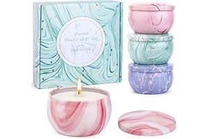 TENUISKFT Lot de 4 grandes bougies parfumées pour femme, aromathérapie pour soulager le stress, cire de soja naturelle, décoration de Noël, pour anniversaire, Saint-Valentin, yoga