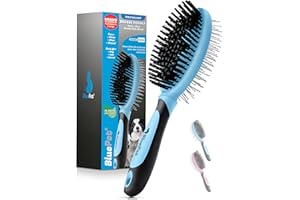 BluePet 2en1 Brosse Double Face pour Chien et Chat à Poils Longs et Courts I Lisser, Démêler, Brosser I Brosse Universelle pour le Toilettage du Poil, Peigne pour Chiot, Puppy Brush, Enleve les Nœuds