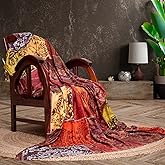 LATUDA CONCEPT SoftMicro Koltuk &Ouml;rt&uuml;s&uuml; | &Ccedil;ekyat &Ouml;rt&uuml;s&uuml; | Koltuk Şalı | Etnik Desenli Boho Patchwork Kaymaz | Kiremit 130x180 