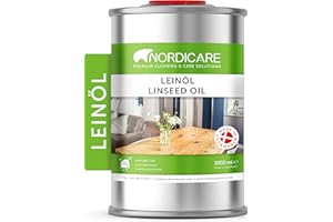 Nordicare Olio di lino [1L] per legno per proteggere il legno, olio di lino, per interni, olio di lino cotto, per mobili, legno, olio di lino, legno