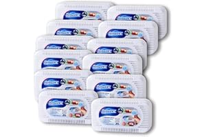 BESCH Pack de 12 Absorbe Olores Nevera 60g con Carbón Activo – Neutralizador Natural de Olores para Frigorífico, Mantiene Frescos los Alimentos