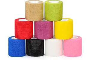 SEADESKY 9 Rolls Pet Vet Wrap for Dogs Self Adherent Bandage Wrap for Wrist Ankle Sprain Self Adhesive Bandage Elastic Athletic Tape Cohesive Bandages 5cm x 4.5m, Assorted Colours