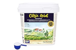 Nortembio Acido Citrico Ecologico 2,5 kg – Acido Citrico Anidro Concentrato 100% Puro Certificato – Materia Prima per Produzione Biologica – Pulizia Domestica Multiuso – Senza OGM – E-Book Incluso