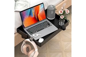 Ronlap Comodino Pieghevole Scaffale Letto a Castello Scaffale per Bambini Comodino Appeso Mini Comodino a Clip con Ganci Portabicchieri 28,5 x 42cm cm Nero