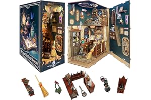 STRUCWOOD Magic Book Nook - Harry Potter Book Nook - Puzzle dla dorosłych, mini domek dla lalek, zestaw modelowy, półka na książki, dekoracja ze światłem LED, dla nastolatków, dorosłych, magiczny