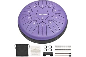 LEKATO Steel Tongue Drum 6 Inch 11 Note, D Key Handpan Rain Drum for Outside Garden Sound Healing, Steel Alloy Ethereal BalmyDrum with Storage Bag, Percussion Instrument Gift for Beginner, Purple