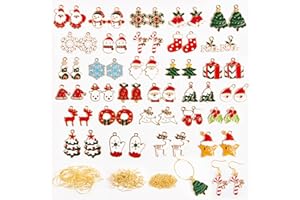 BOFUNX 60pcs Dijes Esmaltados Navidad Colgantes Abalorios Navidad Manualidades para Pulsera Pendiente Collar Accesorios Esmaltados Abalorios Llaveros Charm Adornos