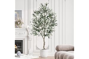 YOLEO 6FT Artificial Olive Tree, Faux Olive Silk Tree Indoor, Lifelike Fake Plant for Living Room Bedroom Balcony Corner Office Decor (Style 5)