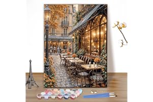 MEIYUDA Kit de peinture par numéros à faire soi-même pour adultes et adultes - Motif paysage urbain - Pigment acrylique - Peinture à dessin - Peinture pour décoration murale d'intérieur - 40 x 50 cm