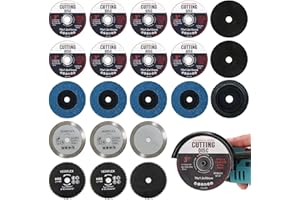 WANDERGO Lot de 21 disques à tronçonner de 76 mm, combinaison de 4 types de disques abrasifs pour le ponçage du métal, de la pierre et du ciment, adaptés à de nombreux besoins